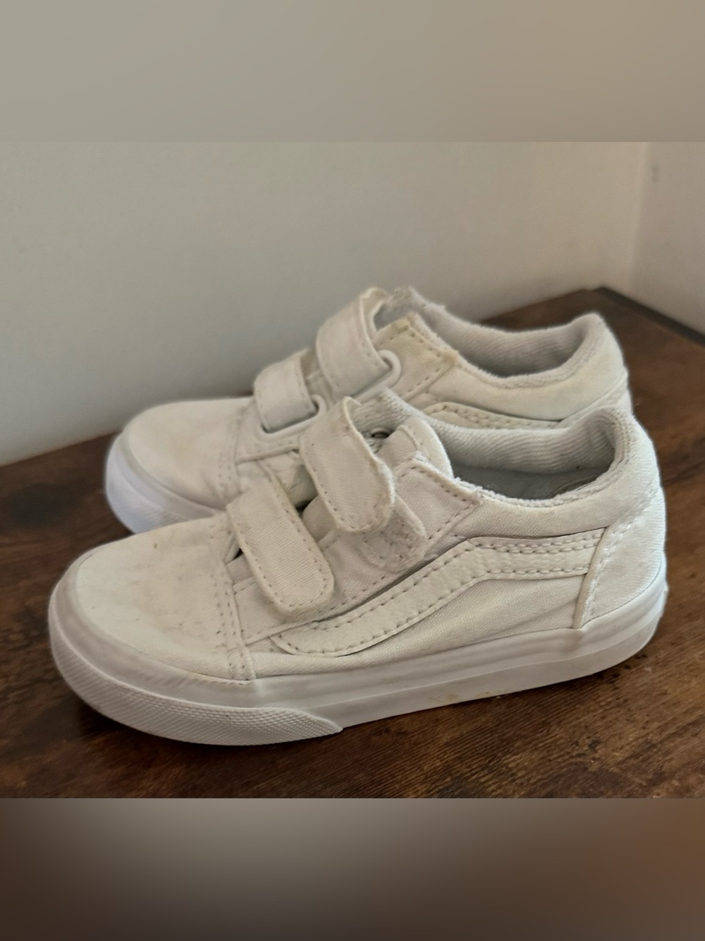 Toddler White vans Double-Strap Canvas Sneakers
